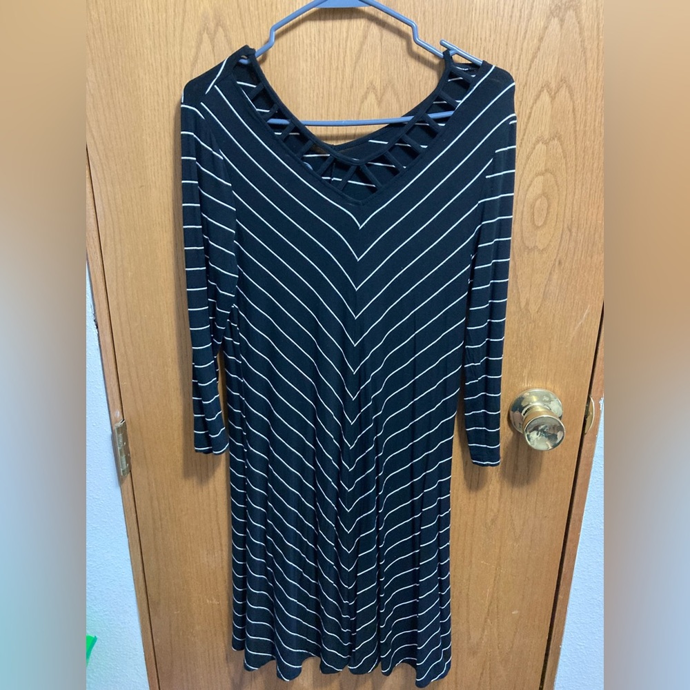 Black with white striped pattern dress